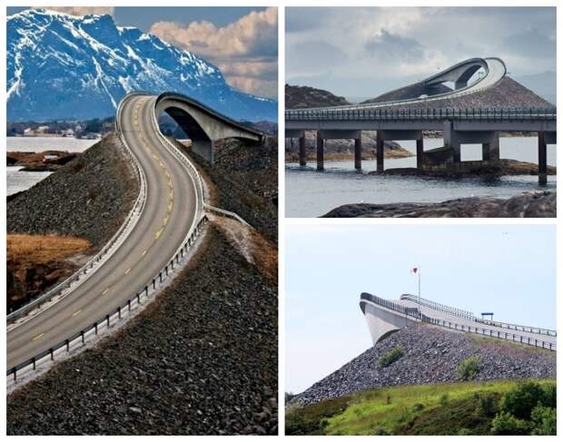 Мост Storseisundet больше похож на трамплин уходящий в море (Норвегия).