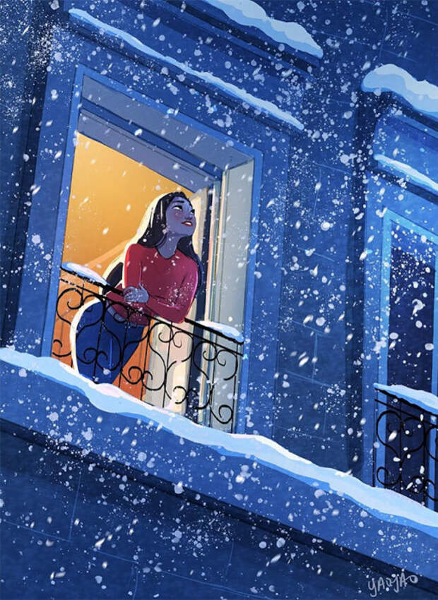 Любоваться снегопадом. Автор: Yaoyao Ma Van.