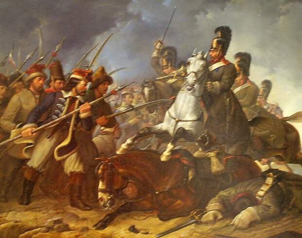 Атака русских кирасир на косиньеров (картина 1872 года)