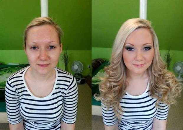 Невероятные преображения девушек до и после макияжа макияж, девушки, красота