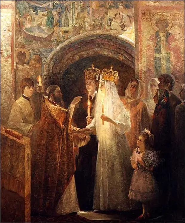Русский православный обряд. Венчание в древней Руси в церкви.