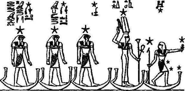 Саху-Орион в сопровождении Сотис-Сириуса с тремя звездами.