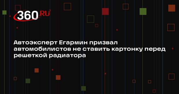 Автоэксперт Егармин призвал автомобилистов не ставить картонку перед решеткой радиатора