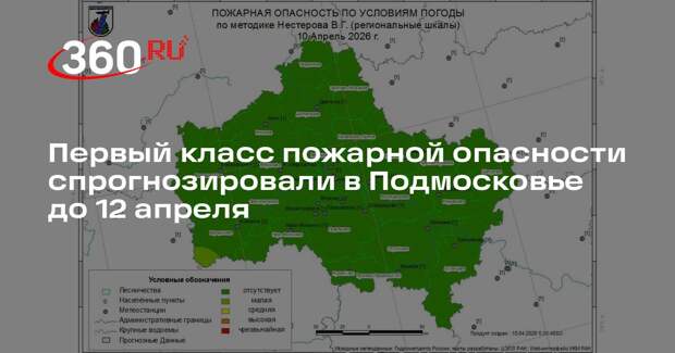 Первый класс пожарной опасности спрогнозировали в Подмосковье до 12 апреля