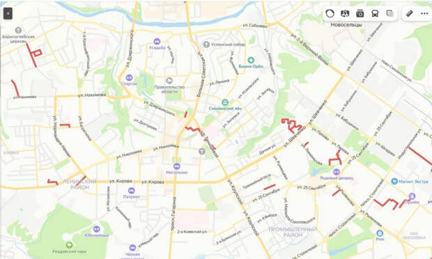В Сети опубликована карта плана ремонтов межквартальных проездов Смоленска