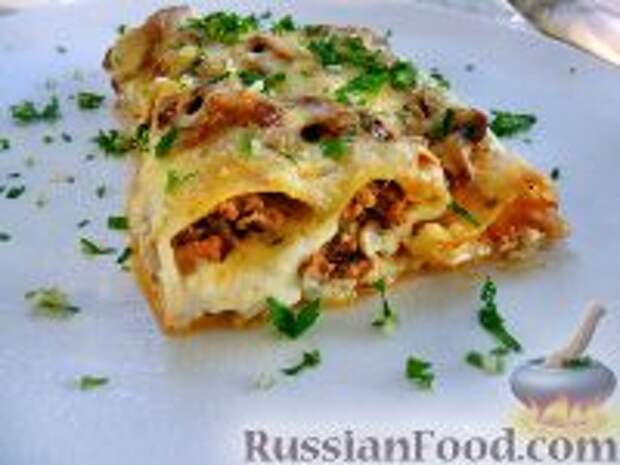Фото к рецепту: Каннелони (вариант с грибами)