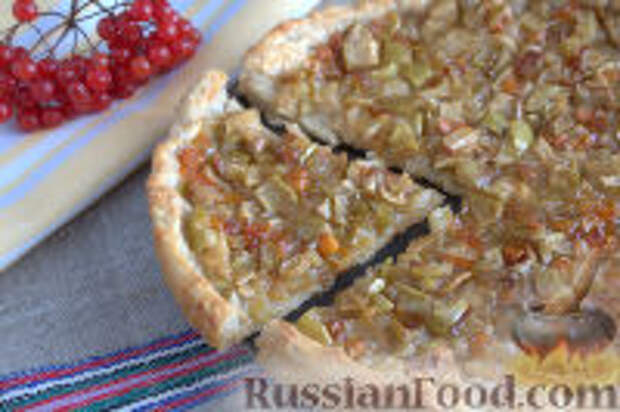 Фото к рецепту: Пирог с калиной и яблоками (на творожном тесте)