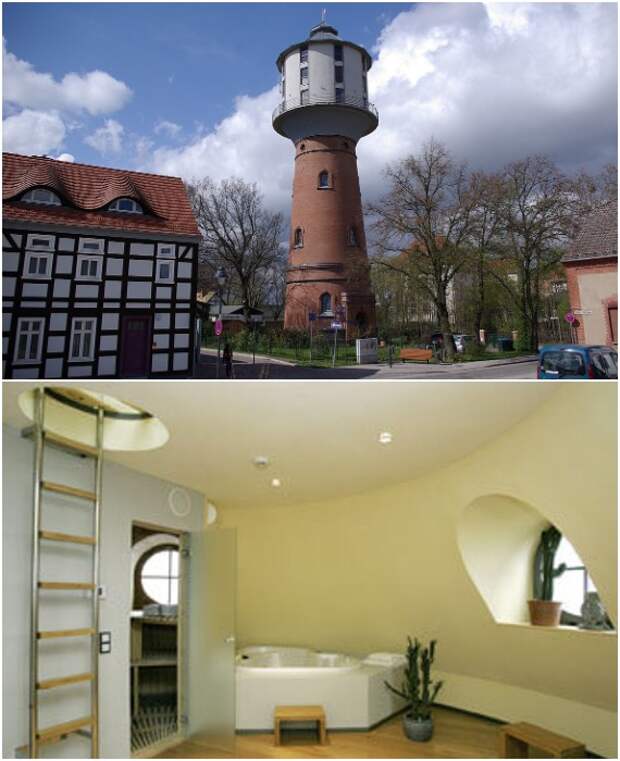 Старинное сооружение преобразовали в комфортабельное современное жилище (Wasserturm Neustrelitz, Германия). 