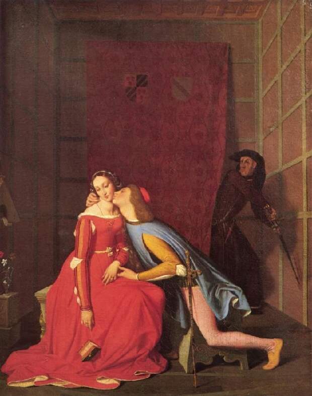 «Паоло и Франческа» (1819 год). Автор: Жан Огюст Доминик Энгр. «Целуй меня, целуй...» : Картины художников разных времен, увековечившие трепетность и нежность поцелуев