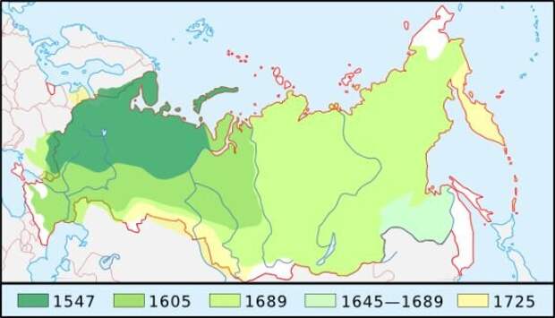 Расширение России от начала эпохи Ивана Грозного до конца эпохи Петра Первого