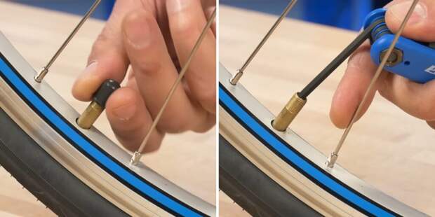 Нажмите чем-то острым на шток золотника Как заклеить камеру велосипеда: нажмите чем-то острым на шток золотника