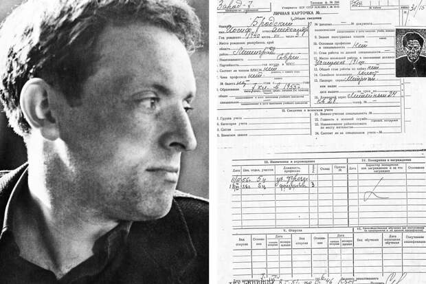 Справа: личная карточка И. А. Бродского в отделе кадров «Арсенала»
