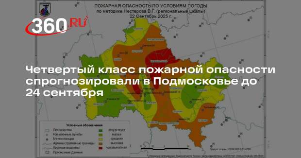 Четвертый класс пожарной опасности спрогнозировали в Подмосковье до 24 сентября