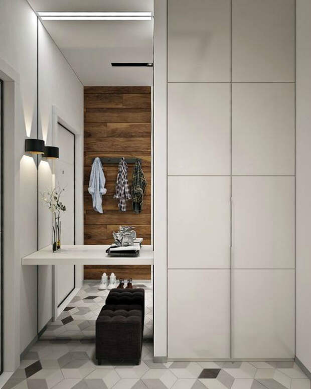 Контрастные детали в интерьере узкой прихожей. | Фото: decorationinfo.ru. Контрастные детали в интерьере узкой прихожей. | Фото: decorationinfo.ru.