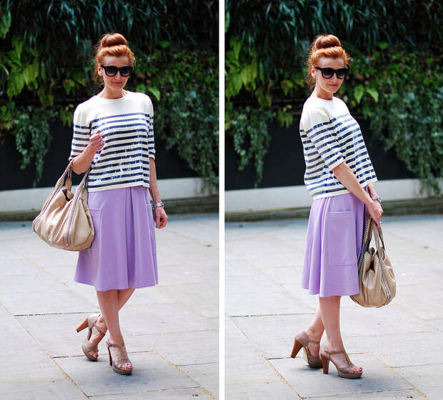 Styling a French style sequinned stripe sailor top