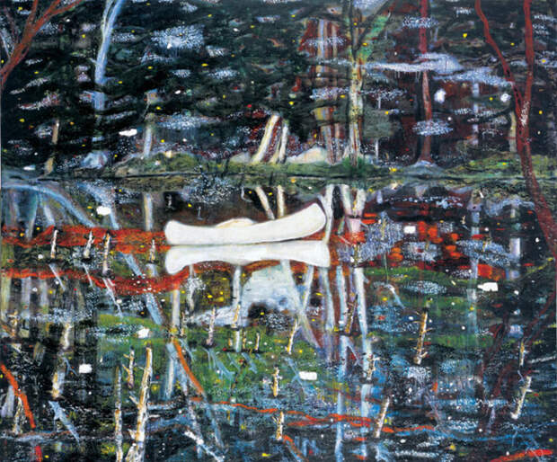 Белое каноэ. Автор: Peter Doig. | Фото: saatchigallery.com.