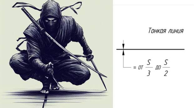 Сплошная тонкая линия от S/3 до S/2