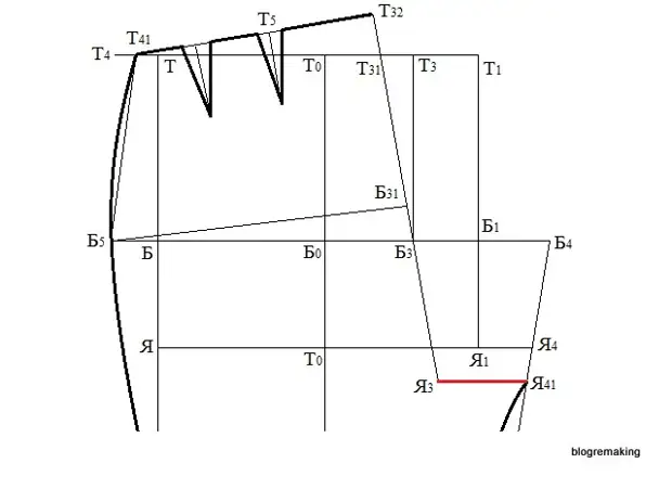 Укажите грамотно выполненный чертеж выкройки задней половинки брюк