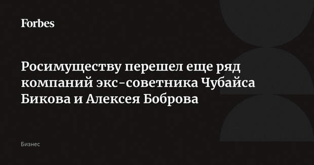 Росимуществу перешел еще ряд компаний экс-советника Чубайса Бикова и Алексея Боброва