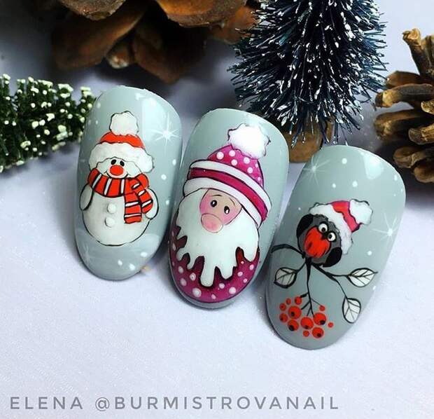 зимние птицы на ногтях фото 3