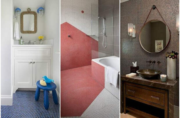 Мелкая плитка-мозаика в ванной — примеры и советы