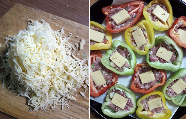 Фаршированные половинки перца с сыром. Фаршированные половинки перца с сыром.