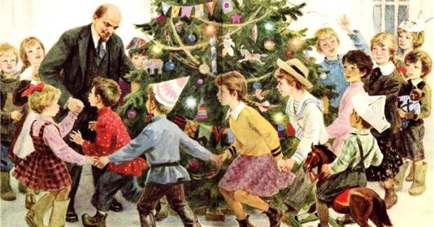 Неизвестный художник, «Ленин и дети. Новогодняя елка». / Фото: www.materinstvo.ru
