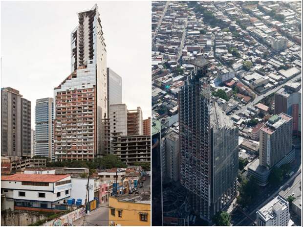 Недостроенный небоскреб в Каракасе вместо бизнес-центра превратился самый масштабный сквот в мире (Centro Financiero Confinanzas, Венесуэла).