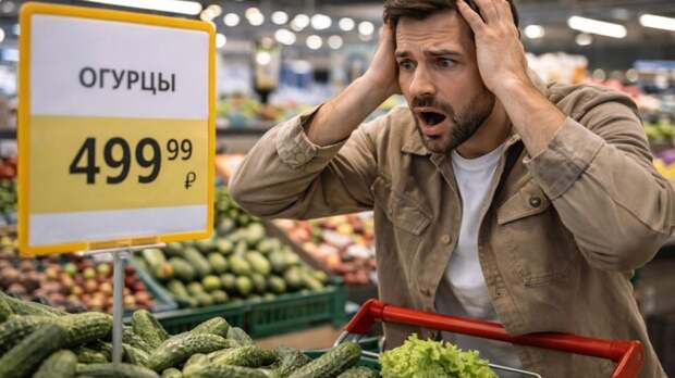 Огурцы / Цены / Продукты / Изображение сгенерировано ИИ ChatGPT / amic.ru