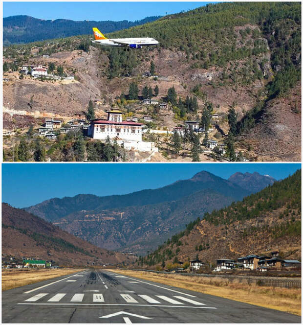 Аэропорт Паро в Бутане.