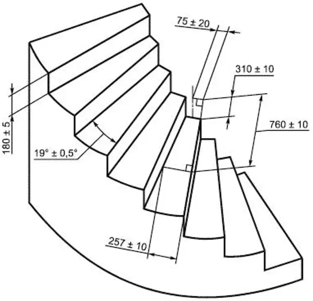 Чертеж полукруглой лестницы
