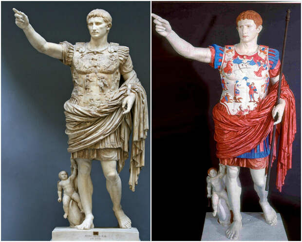 В эпоху Возрождения художники и ученые считали, что статуи древних греков и римлян изначально были неокрашенными. Белый мрамор типичной статуи стал эстетическим идеалом.-6