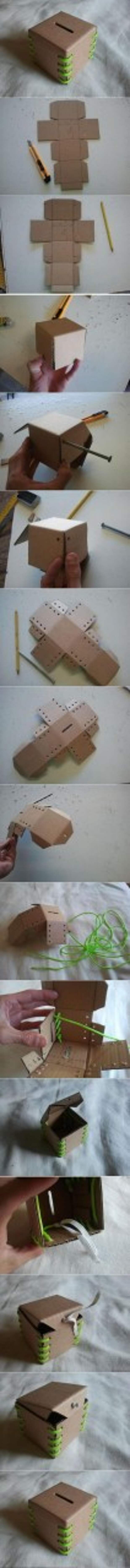 DIY Cardboard Piggy Bank: 