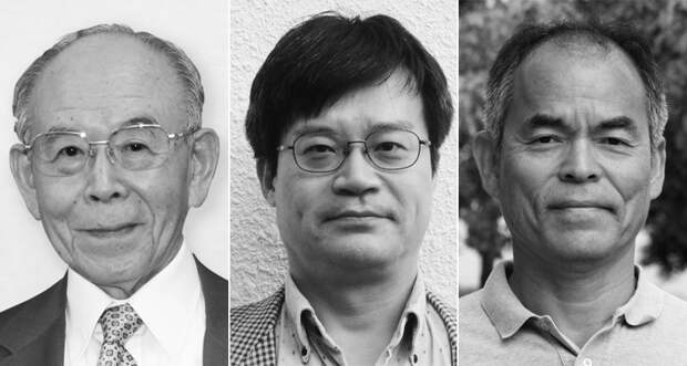 A BOLT FROM THE BLUE  Isamu Akasaki  (left), Hiroshi Amano (center) and Shuji Nakamura share the 2014 Nobel Prize in physics for developing blue light-emitting diodes.