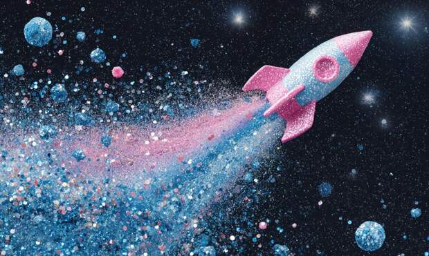 Красивые мерцающие открытки с Днем космонавтики для друзей и родных