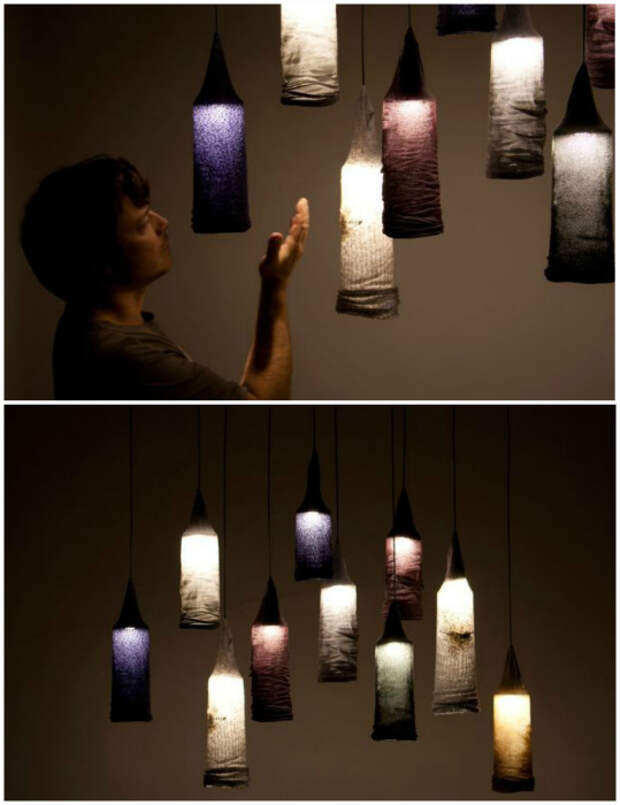 Дизайнерские светильники из носков.
