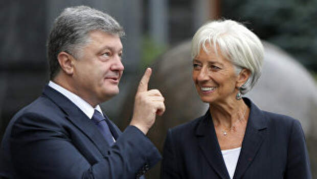 Президент Украины Петр Порошенко и директор-распорядитель МВФ Кристин Лагард. Февраль 2016 года
