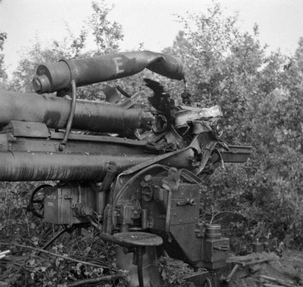 Разбитая немецкая 88-мм зенитная пушка FlaK 36 в лесу у голландского городка Алст. 1944 год. было, история, фото