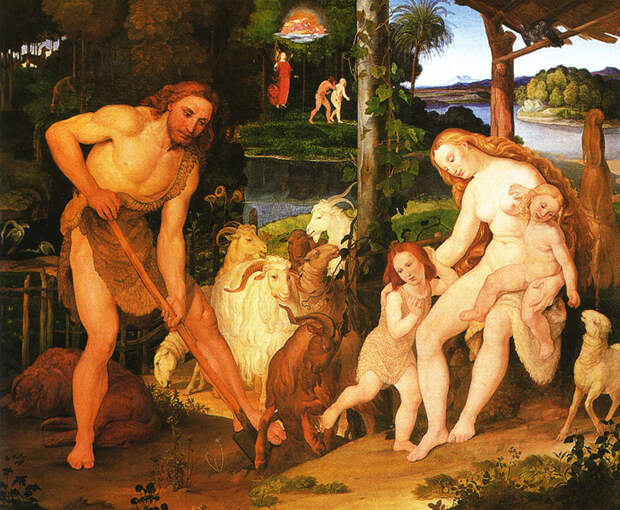 Johann Ramboux. Адам и Ева после изгнания из Рая