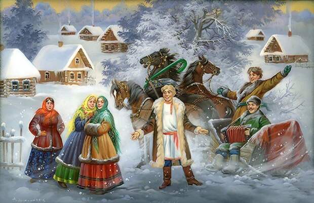 Русская зима Русская зима. Федоскинская лаковая миниатюра.