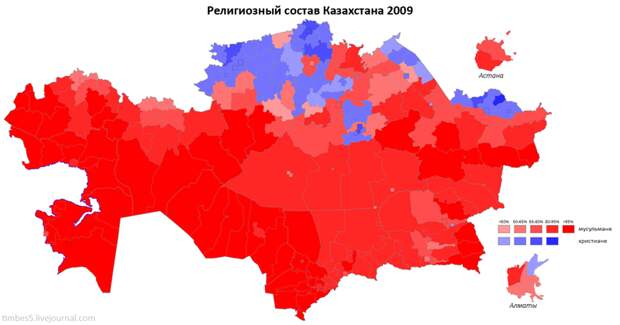 Религиозный состав Казахстана карта, карты, распространение религий, религии, религиозные карты, религия
