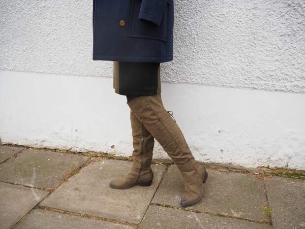 JustFab Khaki Over the Knee Boots 