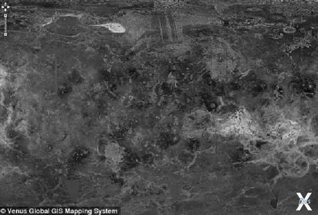 Карта Венеры, сделанная на основе снимков зонда НАСА "Магеллан". На ней "археолог" и отыскал сооружения