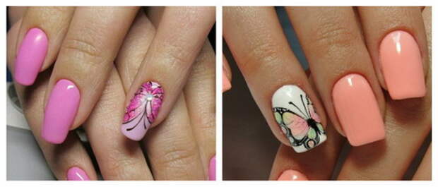 Зеркальные бабочки на ногтях