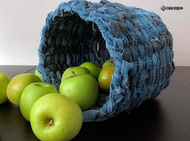 Корзинка из старых джинсов