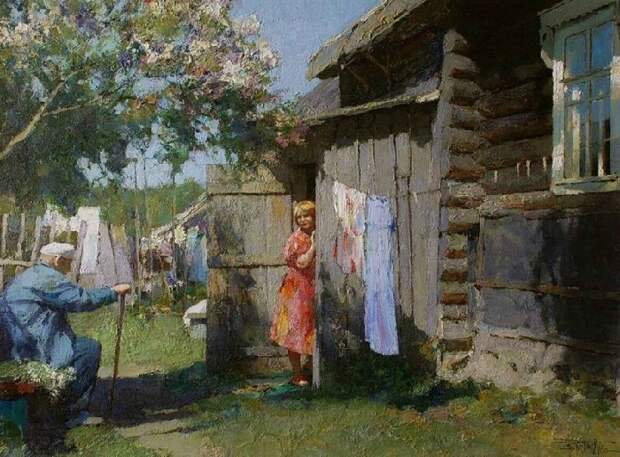 В деревне Феликсово. Художник: Юрий Васендин.