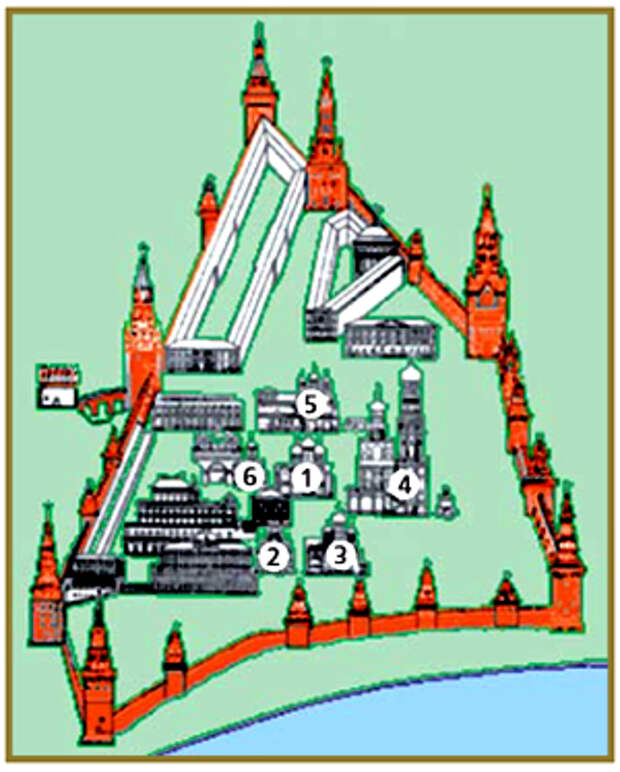 План московского кремля и красной площади с достопримечательностями