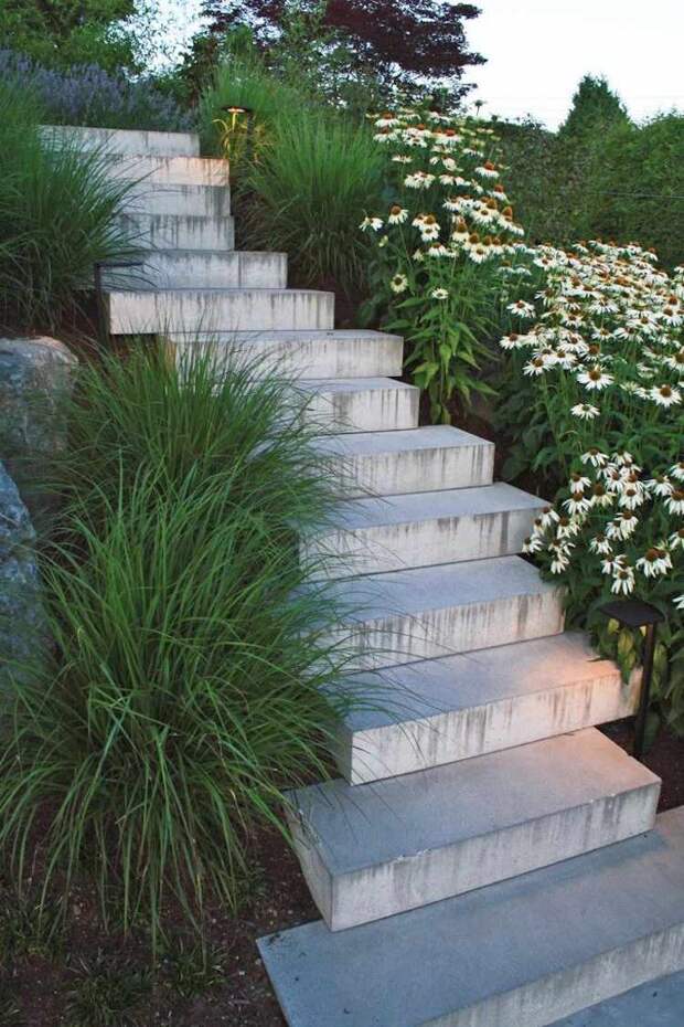 идея садовой лестницы своими руками из бетона современный дизайн