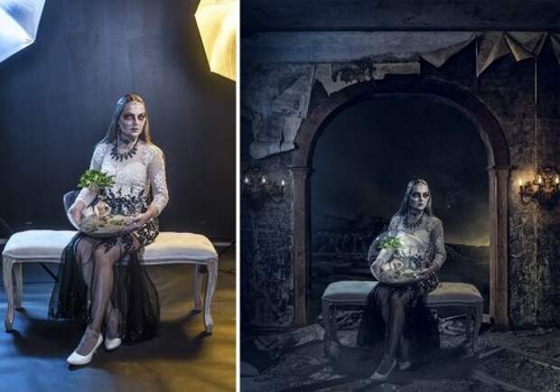 Снимки "до и после", демонстрирующие, как обычные фотографии превращаются в фантастические миры (15 фото)