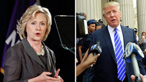 Кандидаты на выборах президента США от демократов - Хиллари Клинтон и Дональд Трамп - от республиканцев. Архивное фото